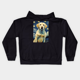 Golden Retriever Dog Breed in a Van Gogh Starry Night Art Style Kids Hoodie